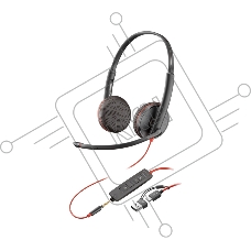 Гарнитура проводная Poly Blackwire 3225 Stereo USB-C Headset +3.5мм Plug +USB-C/A Adapter (Bulk) черный