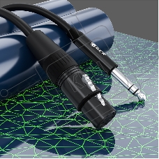 Кабель GCR 5.0m микрофонный stereo jack 6,35mm / XLR, M/F, черный, AL case черный
