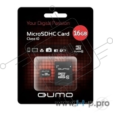 Флеш карта QUMO QM16GMICSDHC10U1 16Gb MicroSDHC Class 10 UHS-I, SD adapter