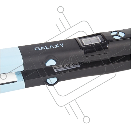Щипцы для волос GALAXY GL 4505, голубой, 65 Вт, нагревательный элемент с защитой от перегрева, сменные пластины с керамическим покрытием: 89*27,5 мм и 89*57 мм, ЖК-дисплей с индикацией температуры, регулятор температурных режимов, шнур питания, вращающийс