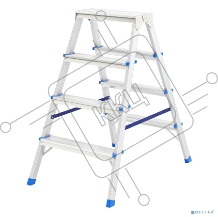 Стремянка двусторонняя СИБРТЕХ 4ст алюминиевая, 97924