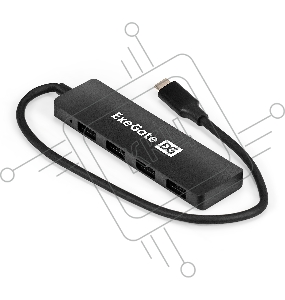 USB-Хаб (концентратор) 4-в-1 ExeGate DUB-4CP/3 (кабель-адаптер USB Type C --> 4xUSB3.0, Plug&Play, черный)