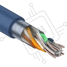 Кабель Rexant витая пара, F/UTP, категория 6, 4 x 2 x 0,57 мм, PVC, внутренний, синий, 305м