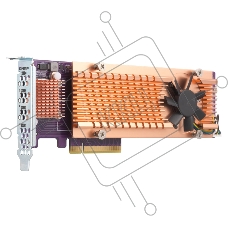Плата расширения QNAP QM2-4P-384 Quad M.2 PCIe NVMe SSD expansion card; supports up to four M.2 2280 formfactor M.2 PCIe (Gen3 x4) SSDs; PCIe Gen3 x8 host interface; Low-profile bracket pre-loaded, Low-profile flat and Full-height are bundled