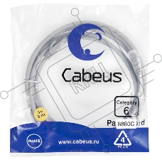 Шнур комм. Cabeus, кат. 6, неэкр., U/UTP, RJ45/RJ45, 250 МГц, LSZH, AWG24, 3м, серый