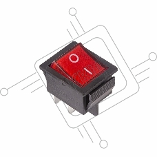 Выключатель клавишный 250V 16А (4с) ON-OFF красный  с подсветкой  REXANT