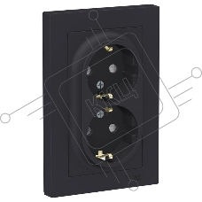 Розетка 2-м СП AtlasDesign 16А IP20 с заземл. защ. шторки в сборе карбон SchE ATN001026