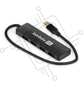 USB-Хаб (концентратор) 4-в-1 ExeGate DUB-4P/3 (кабель-адаптер USB3.0 --> 4xUSB3.0, Plug&Play, черный)