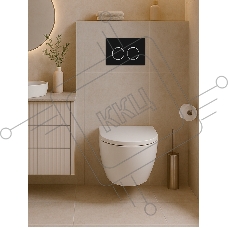 Инсталляция с унитазом комплект BAU IDEAL 6 в 1: унитаз подвесной безободковый торнадо Bau Hotel 53х36, быстросъемное сиденье микролифт, кнопка смыва BAU Round, черная матовая