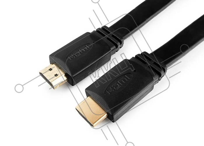 Кабель HDMI Cablexpert CC-HDMI490-15, 19M/19M, v2.0, медь, позол.разъемы, экран, плоский кабель, 1м, черный, пакет