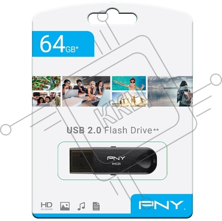 Флеш диск USB PNY 64GB ATTCLA USB 2.0 BLKTRNBLK
