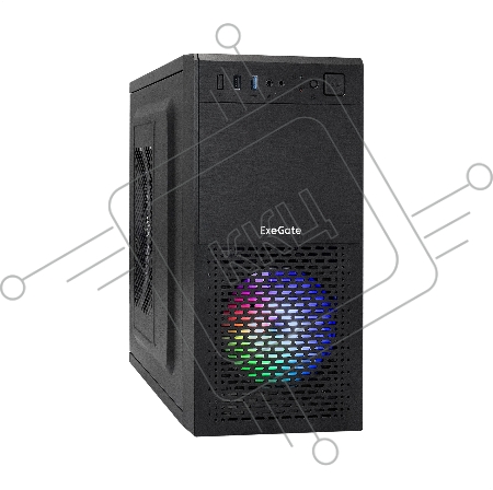 Корпус Minitower ExeGate mEVO-7807-NPX450 (mATX, БП 450NPX 12см, 1*USB+1*USB3.0, черный 1x12см с RGB подсветкой)