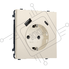 Комплект механизма электрической розетки SIGMA Бежевый матовый 2USB A+C 20W (быст. зар.) с/з с/ш 16A-250V QUANT PRO (SP3300, PR160)