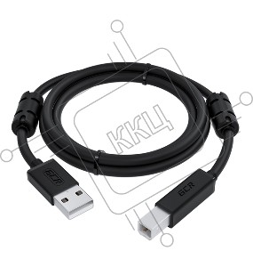 Кабель GCR  PROF 2.0m USB 2.0, AM/BM, черный, ферритовые кольца, 28/24 AWG, экран, армированный, морозостойкий, GCR-52423