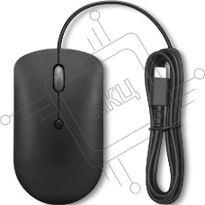 Мышь проводная Lenovo 400 черный, 2400 dpi, USB-C, кнопки - 4