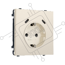 Комплект механизма электрической розетки SIGMA Бежевый матовый 2USB С+C 20W (быст. зар.) с/з с/ш 16A-250V QUANT PRO (SP3305, PR165)