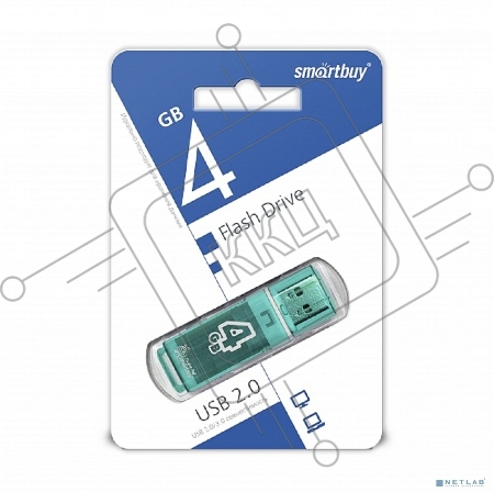 Внешний накопитель 4Gb USB Drive <USB2.0> Smartbuy Glossy series Green (SB4GBGS-G)