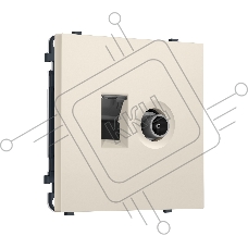 Комплект механизма розетки компьютерной + TV оконечной SIGMA Бежевый матовый RJ-45 (8P8C) CAT6/50-870MHz 1dB с/ш QUANT PRO (SP3325, PR195)