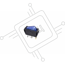Выключатель клавишный 250V 15А (3с) ON-OFF синий  с подсветкой  REXANT