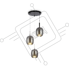 Подвесной светильник Ambrella light LH11153/3 BK/WH/SM черный/белый/дымчатый E27*3 max 60W D425*1500