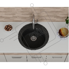Мойка для кухни BAU Dream Black stone D 50, выпуск с сифоном в комплекте, черный камень