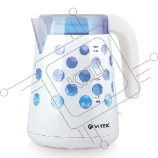 Чайник Vitek VT-7048 W Мощность: 2200 Вт. Объем: 1,7 л. Материал корпуса: термостойкий пластик. Тип нагревательного элемента: скрытый. Блокировка включения без воды. Индикация включения. Индикатор уровня воды. Фильтр. Подсветка. Контроллер Strix. Декорати