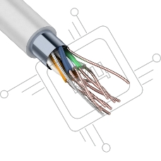 Кабель витая пара REXANT F/UTP, категория 5e, ZH нг(А)-HF, 4PR, 24AWG, внутренний, серый, 305 м