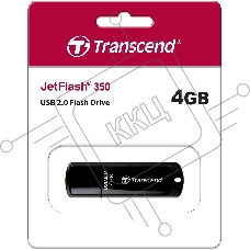 Флэш диск Transcend 4GB JetFlash 350, USB 2.0, Черный