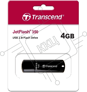 Флэш диск Transcend 4GB JetFlash 350, USB 2.0, Черный