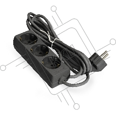 Удлинитель ExeGate ECE-3-3B (EX285804RUS ), черный, 3 м, евровилка с заземлением, 3 евророзетки с заземлением, 2200 Вт